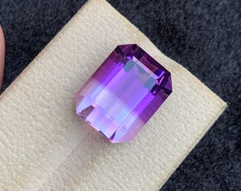 Luminous Bicolor Amethyst  – 13.15 Carats | Emerald Cut | Natural Bicolor Gemstone