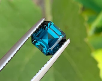 1.35 Carats Natural Ink Blue Tourmaline with Asscher Cut from Afghanistan