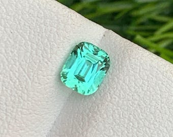 Seafoam Tourmaline from Afghanistan, Cushion Cut 0.85 Carat
