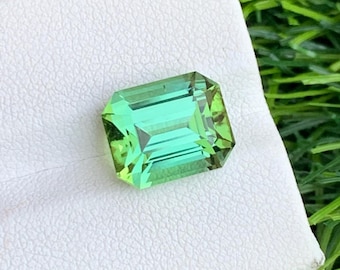5.80 Carats Bluish Green Tourmaline, Emerald Cut from Afghanistan