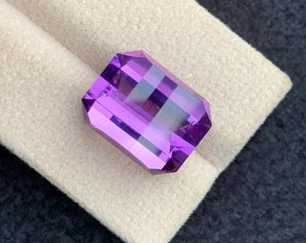 Pinkish Purple Amethyst: 12.60 Carat Pixel Cut Gemstone