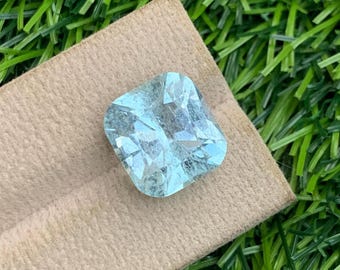 9.15 Carats Faceted Aquamarine Gemstone with Cushion Cut from Africa