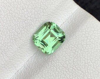 Apple Green Tourmaline from Afghanistan – 1.45 Carats Cushion Cut