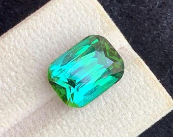 10.50 Carats Attractive Bluish Green Tourmaline - Cushion Cut from Afghanistan