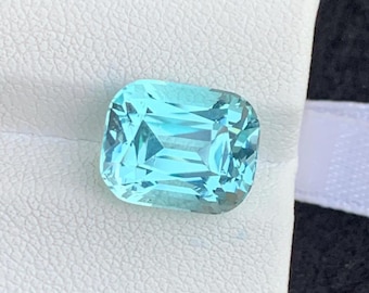 6.95 Carats Seablue Aquamarine Gemstone, Light Blue Aquamarine with Cushion Cut