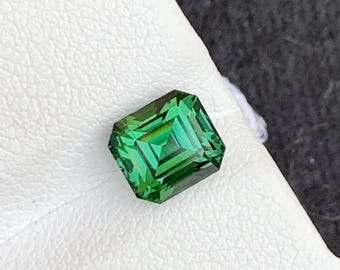 Vivid Mint Green Tourmaline from Afghanistan, Emerald Cut 1.60 Carats