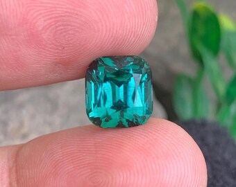 5.71 Carats Lagoon Tourmaline Cushion Cut Natural Afghan Gemstone | Bluish Green Loose Tourmaline