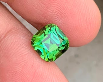 4.95 Carat Bluish Green Tourmaline: Natural Cushion Cut Gemstone