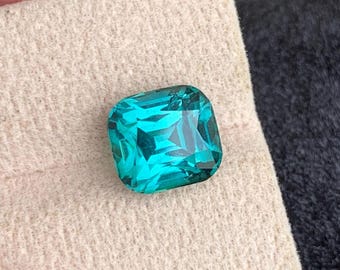 5.36 Carats Natural Lagoon Tourmaline Cushion Cut Loose Afghan Gemstone for Rings & Fine Jewelry