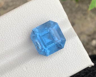 7.47 Carats Aquamarine Gemstone Blue Shade, Asscher shape from Pakistan