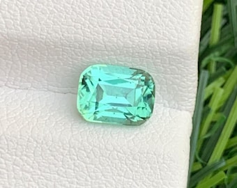 1.55 Carat Seafoam Green Tourmaline: Afghan Cushion Cut Gemstone