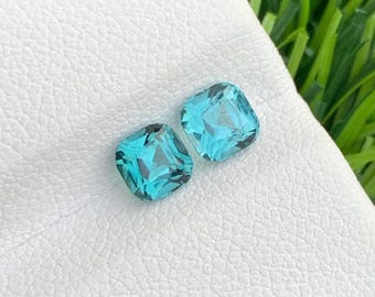 Natural Lagoon Tourmaline Pair – 1.40 Carats with Cushion Cut Earrings from Afghanistan