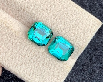 4.61 Carats Attractive Lagoon Tourmaline Pair with Cushion Shape for Earrings from Afghanistan
