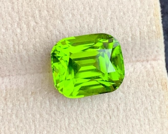 8.30 Carat Adorable Natural Green Peridot Gemstone with Cushion Shape
