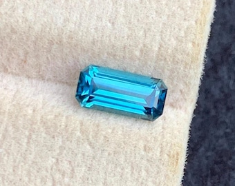 0.80 Carat Natural Ink Blue Tourmaline, Emerald Cut from Afghanistan