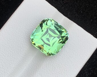 10.00 Carats Apple Green Tourmaline, Natural Afghan Tourmaline - Cushion Shape