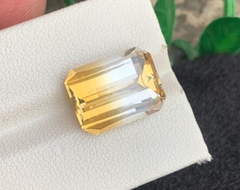 9.80 Carats Loose Bicolor Citrine Gemstone with Pixel Cut, 15.27 x 11.55 x 8.02 MM for Pendant