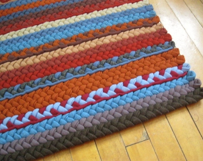 OOAK Blue De France Braided Wool Rectangle Rug From New Maharan Wools