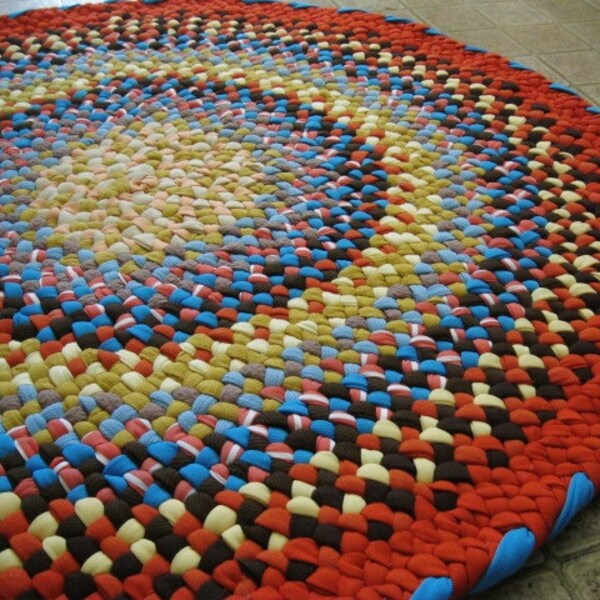 OOAK Mango, Aqua Braided Oval Rug from recycled cotton