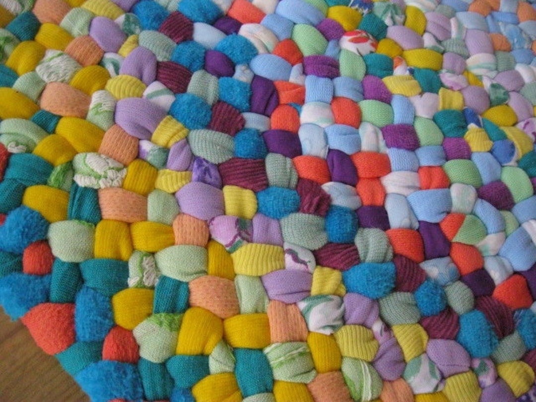 Made to Order Handmade Recycled Braided Pastel Round Braided Rug / Rag Rug for Your Kitchen