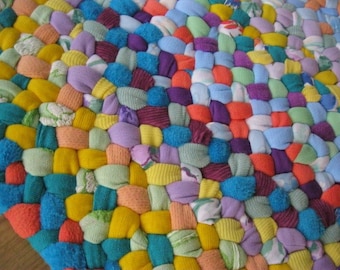 Made To Order Handmade Recycled Braided Pastel Round Braided Rug / Rag Rug for your kitchen / bath / nursery / bedroom / entry / office