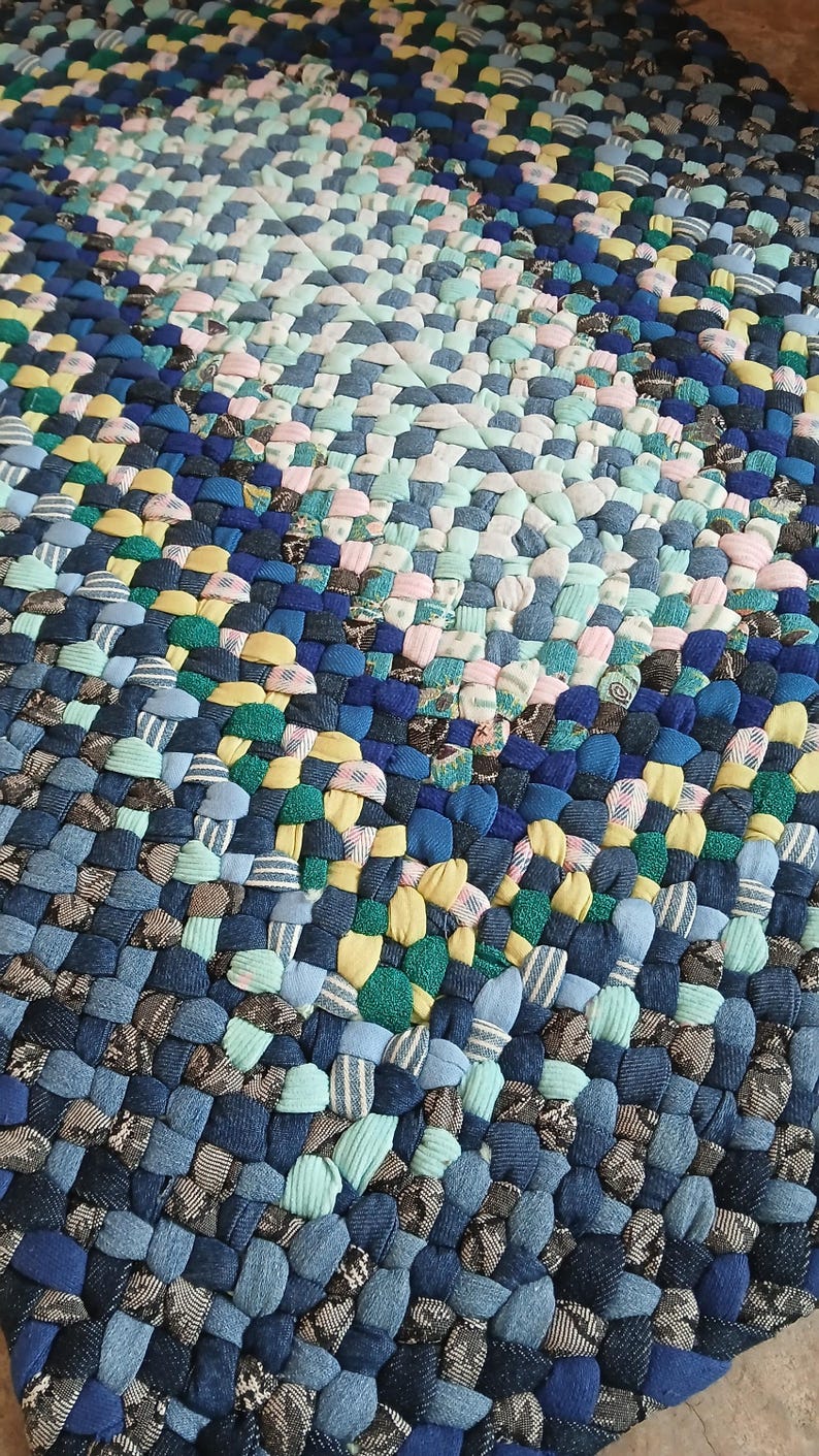 Custom Braided Rectangle Rug Handmade Recycled Denim Braided Rectangular Rug - Etsy