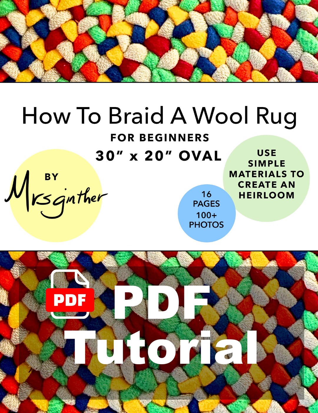 PDF Oval Wool Braided Rug , Beginners Rag Rug Tutorial , Colorful Rag ...