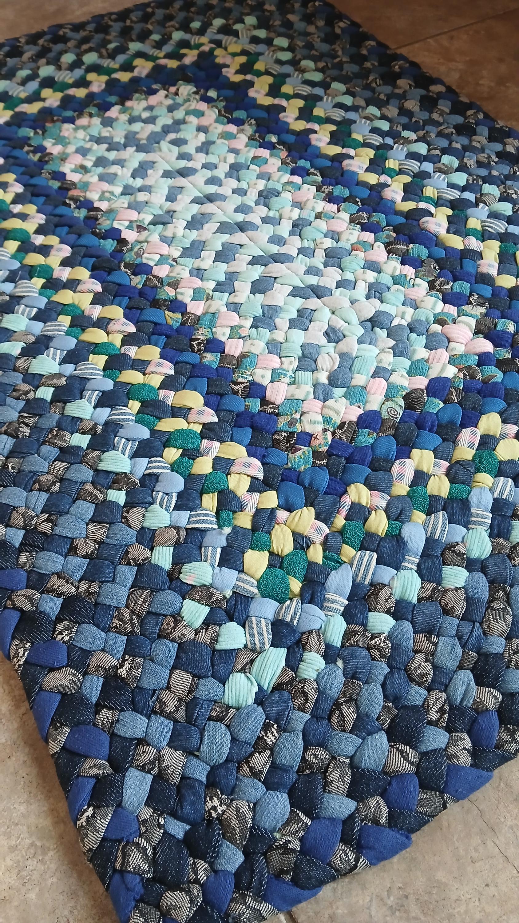 Handmade Recycled Denim Braided Rectangular Rug - Etsy