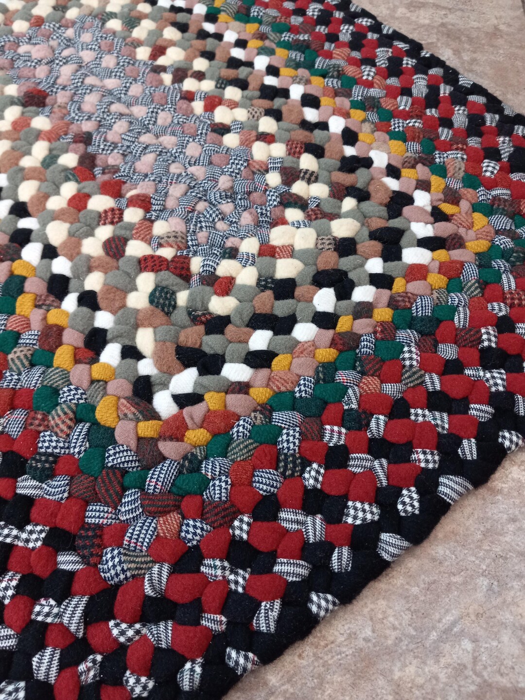 Handmade Recycled Braided Rectangular Wool Rug in Autumn Colors - Etsy