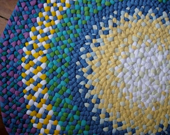 Made To Order Custom Handmade Hand Braided Round  Rug / Rag Rug/ Carpet in your choice of colors for the nursery / bathroom / entry / office