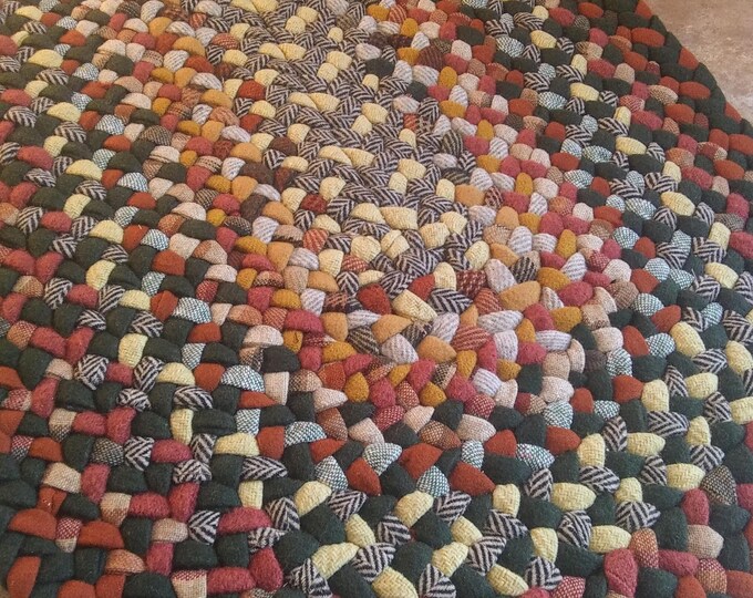 New Ready to Ship Handmade Recycled Oval Braided Wool Rug in Rust ...