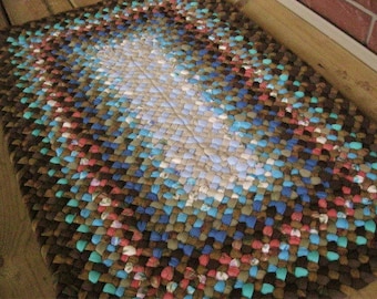 Made To Order Handmade Recycled Rectangular Rug / Rag Rug in your color choices for your kitchen /  bath  / nursery / office / foyer