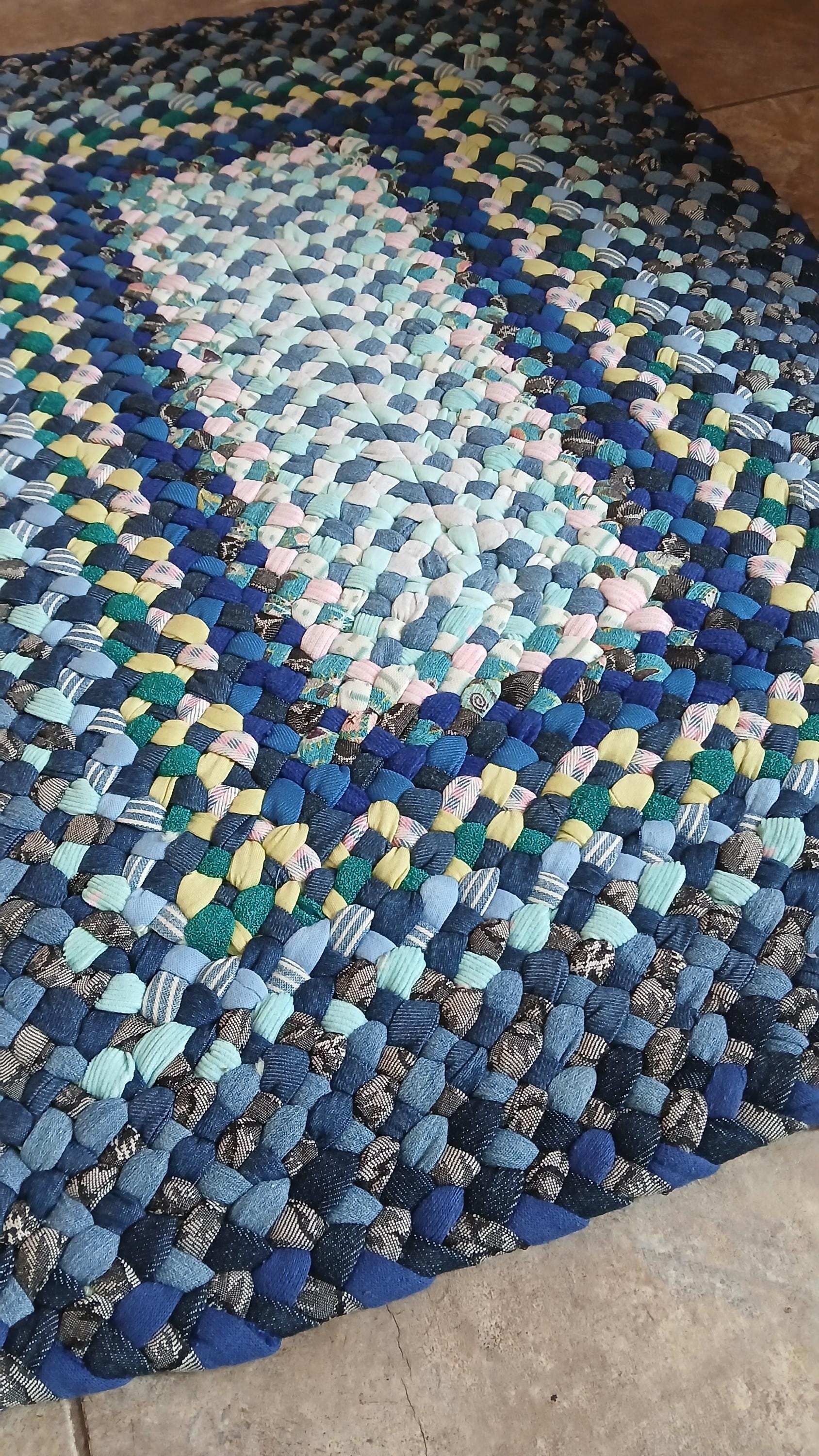 Handmade Recycled Denim Braided Rectangular Rug - Etsy