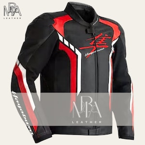 New Suzuki Hayabusa Leather Jacket Original Cowhide Leather Jacket for Bikers Suzuki Hayabusa Racing Motorbike Leather Jacket