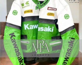 Kawasaki Racing Green, Black & White Motorcycle Riding Gear CE