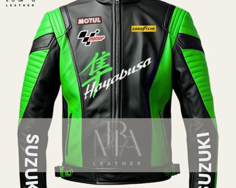 Suzuki Hayabusa Leather Jacket: Cowhide Biker Racing Jacket