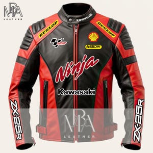 Men&#39;s Kawasaki Ninja ZX25R Motorbike Racing Leather Jacket Kawasaki Racing Motorcycle Biker Jacket Available in Blue, Green and Red