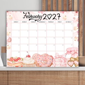 Bearbeitbarer Kalender für Februar 2027 | Druckbare Monatsplaner-Vorlage (So & Mo) | Minimalistischer Kalender für Zuhause, Büro, Schule | Geschenkidee für sie