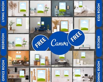 100 Canva Wall Art Mockups Bundle | Frame Mockup Set | Minimal Poster Mockups | Editable Canva Templates | Digital Product Mockups for Etsy