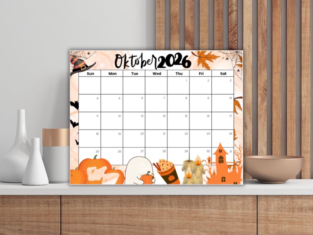 Editable October 2026 Calendar Printable PDF | Monthly Planner ...