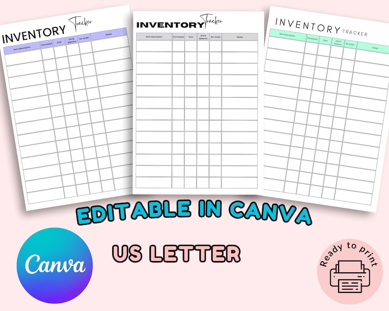 Canva Editable Inventory Tracker: 9-page Business Inventory Sheet ...