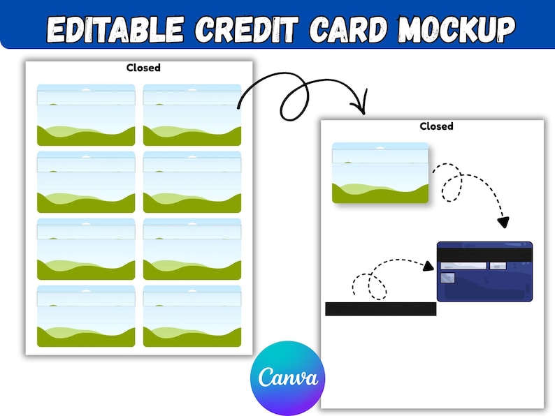 Credit Card Skin Mockup Canva Template | Editable Credit Card Mockup | Card Skin Display Template | Big Chip Small Chip Mockup | Digital