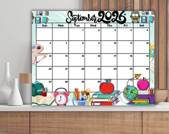 Calendario editable de septiembre de 2026 en PDF imprimible / Planificador mensual de regreso a clases y organizador rellenable para la escuela, el trabajo, la oficina y el hogar.