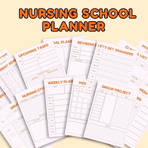 Nursing School Planner bundle | Printable Student Nurse Planner | Study Organizer | PDF Download | Clinical, Assignment, & Task Tracker A4