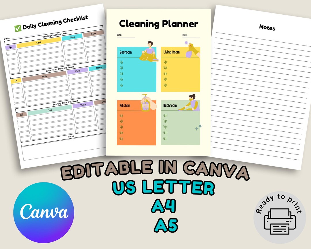 Editable Cleaning Planner | 10-page Cleaning Schedule | Printable Home ...