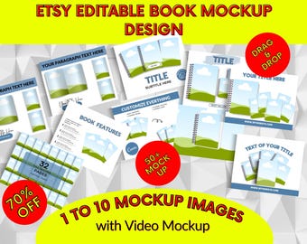 60+ Canva Editable Book Mockup Template | Book Cover & Ebook Mockup | Open Book,  Magazine Mockup | Journal Diary Mockup | Digital Download