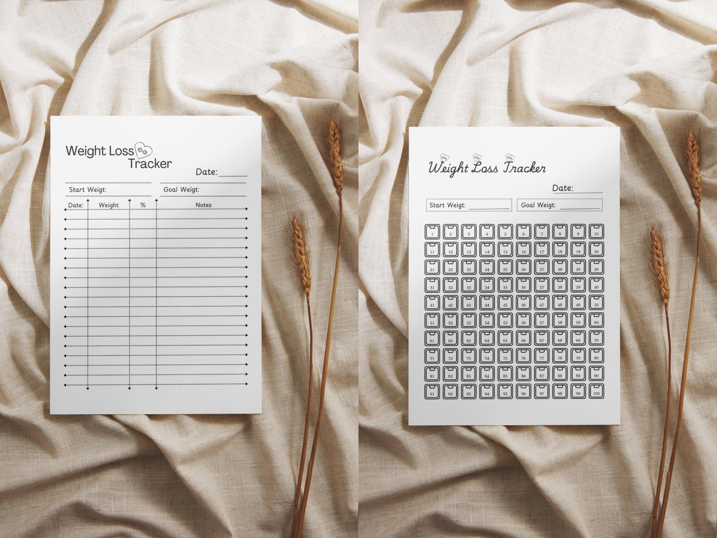Weight Loss Tracker Chart: A4/a5/letter Sizes, Editable in Canva ...