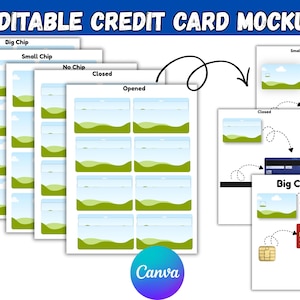 Credit Card Skin Mockup Canva Template | Editable Credit Card Mockup | Card Skin Display Template | Big Chip Small Chip Mockup | Digital