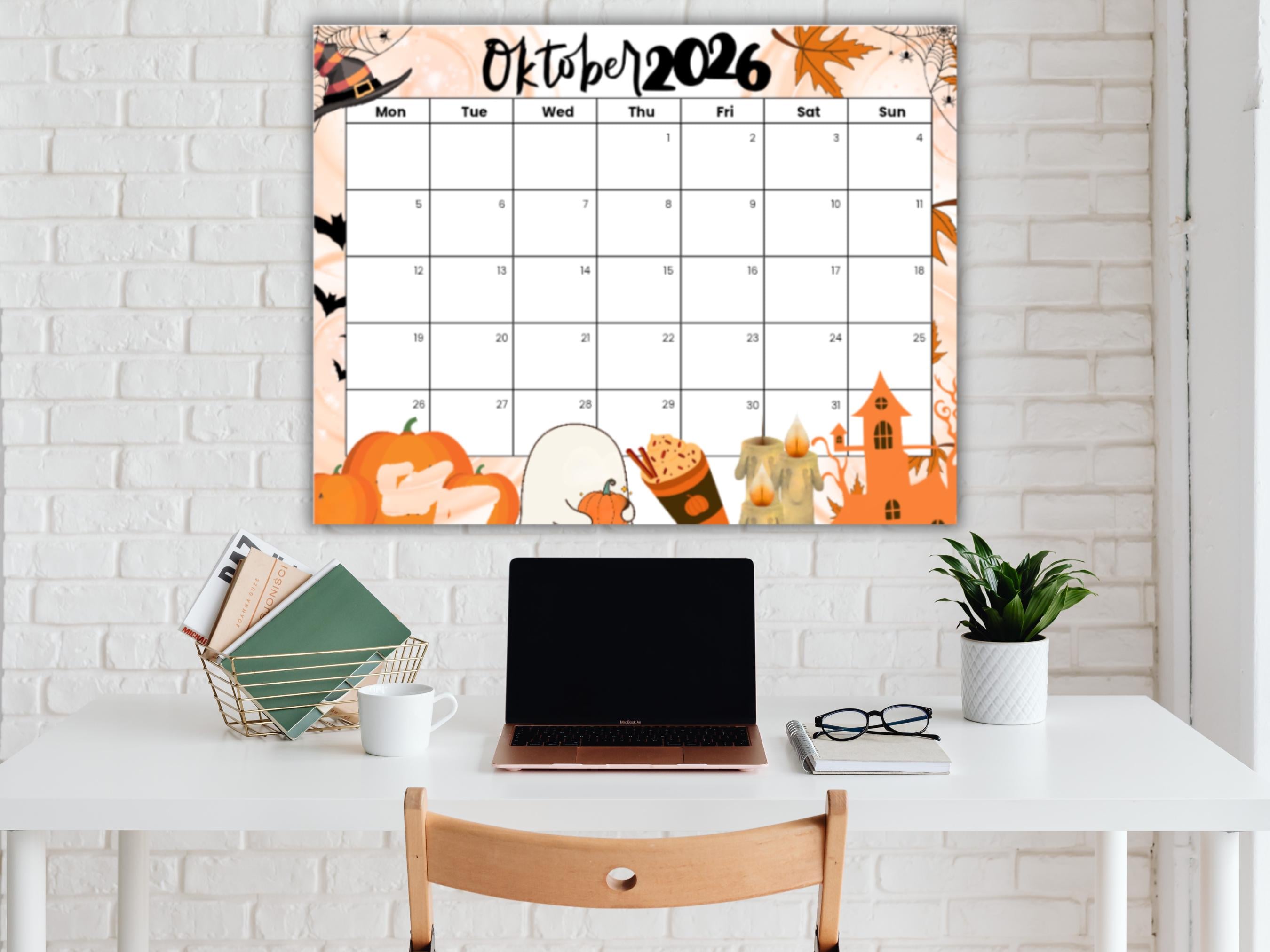 Editable October 2026 Calendar Printable PDF | Monthly Planner ...