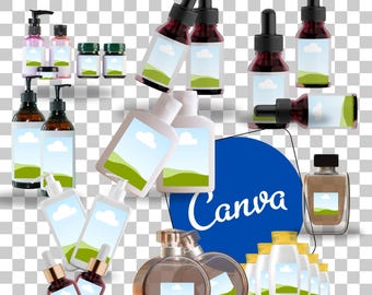 Cosmetics Bottle Mockup Kit: 200+ Canva Templates (Digital Download)